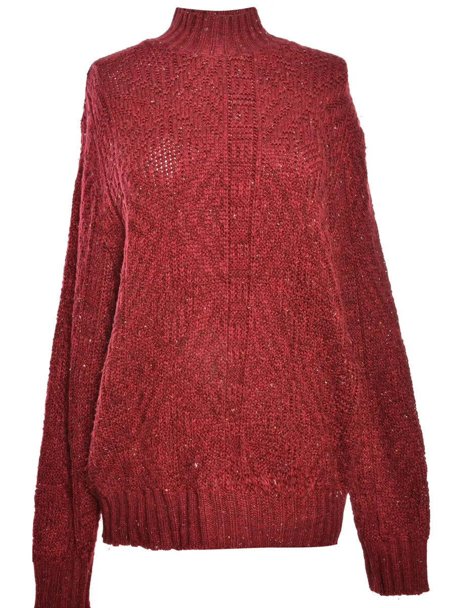 High Neck Maroon Jumper - L