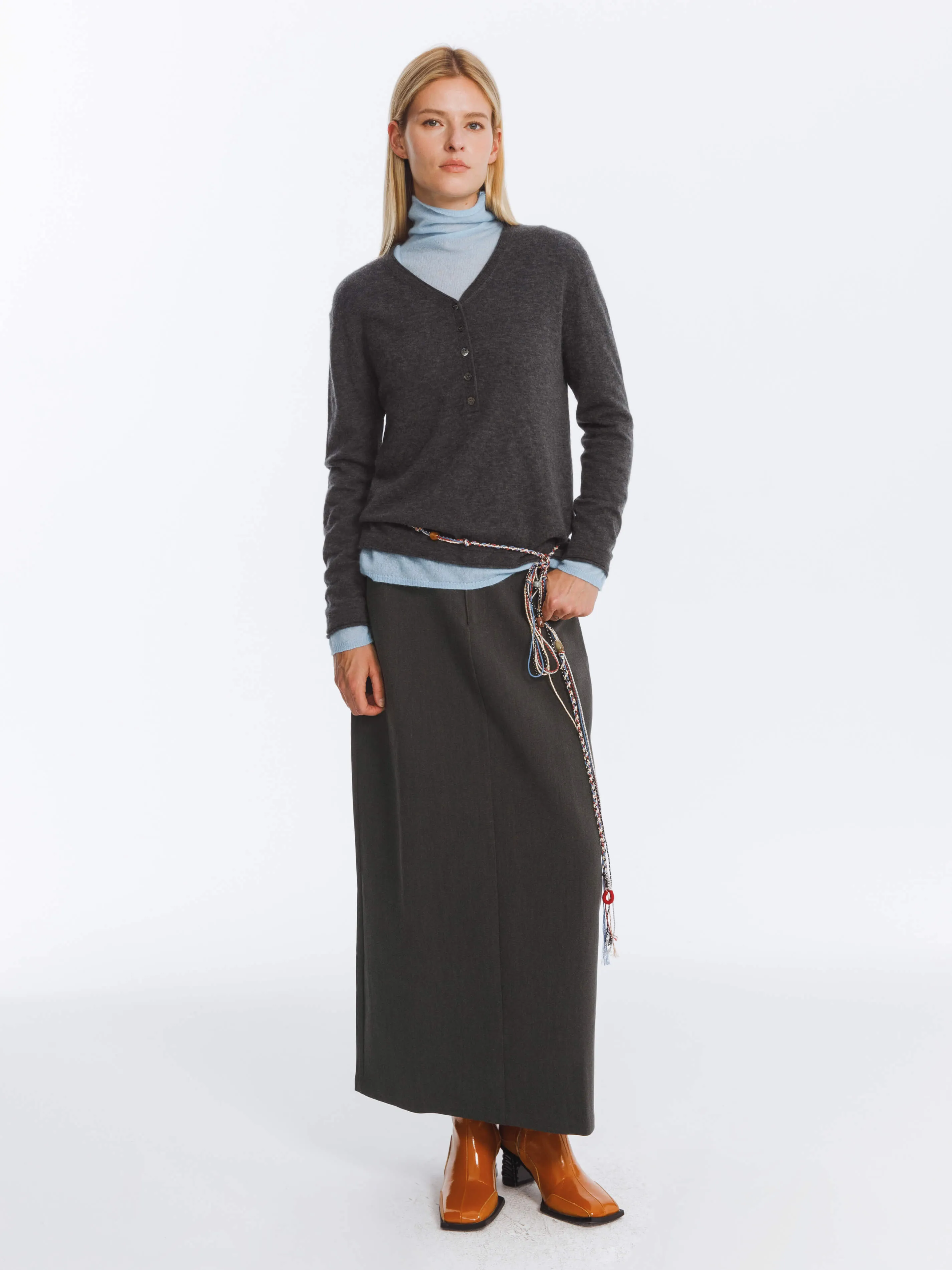 High Waist Long skirt with Back Slit