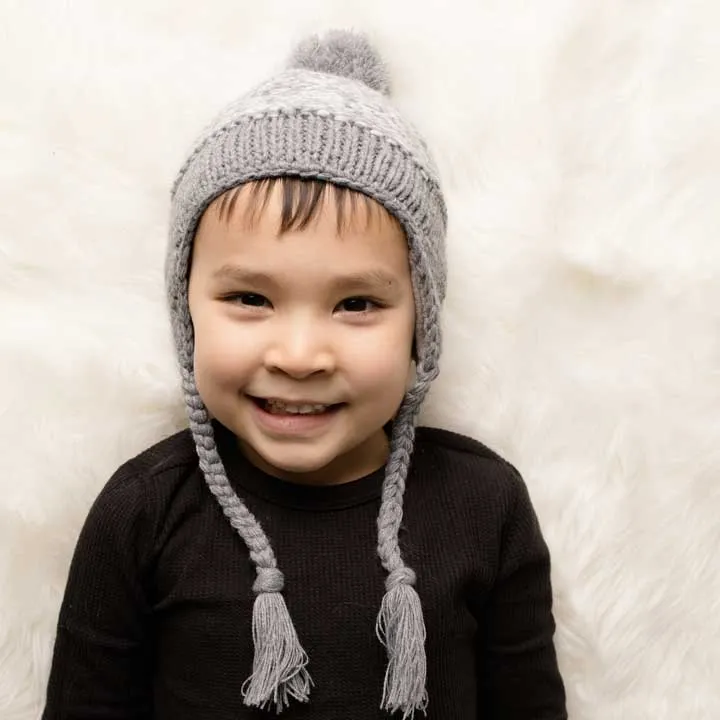 Huggalugs Earflap Beanie lined w/ Fleece - Marled Grey