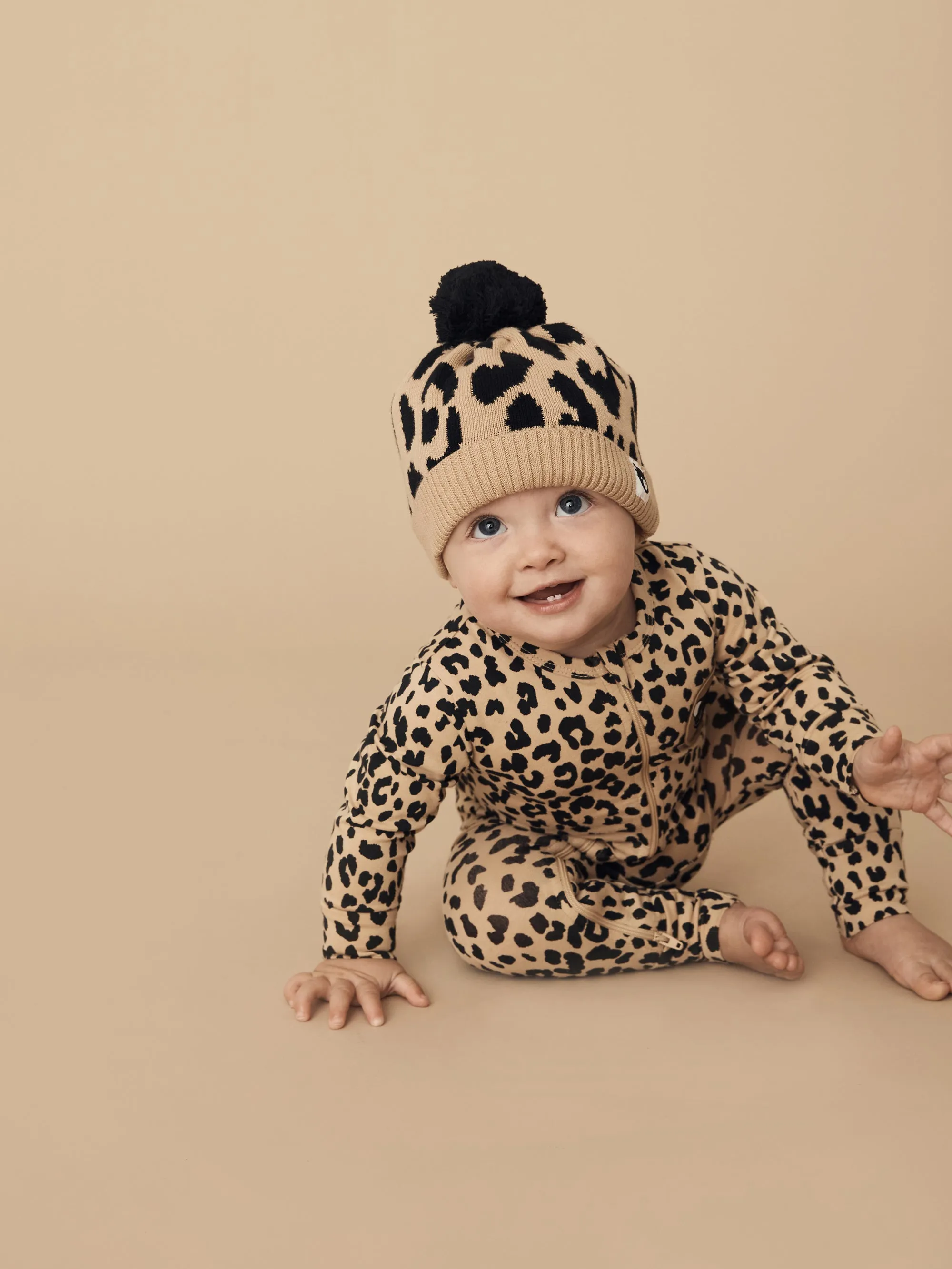 Huxbaby Honeycomb Leopard Knit Beanie