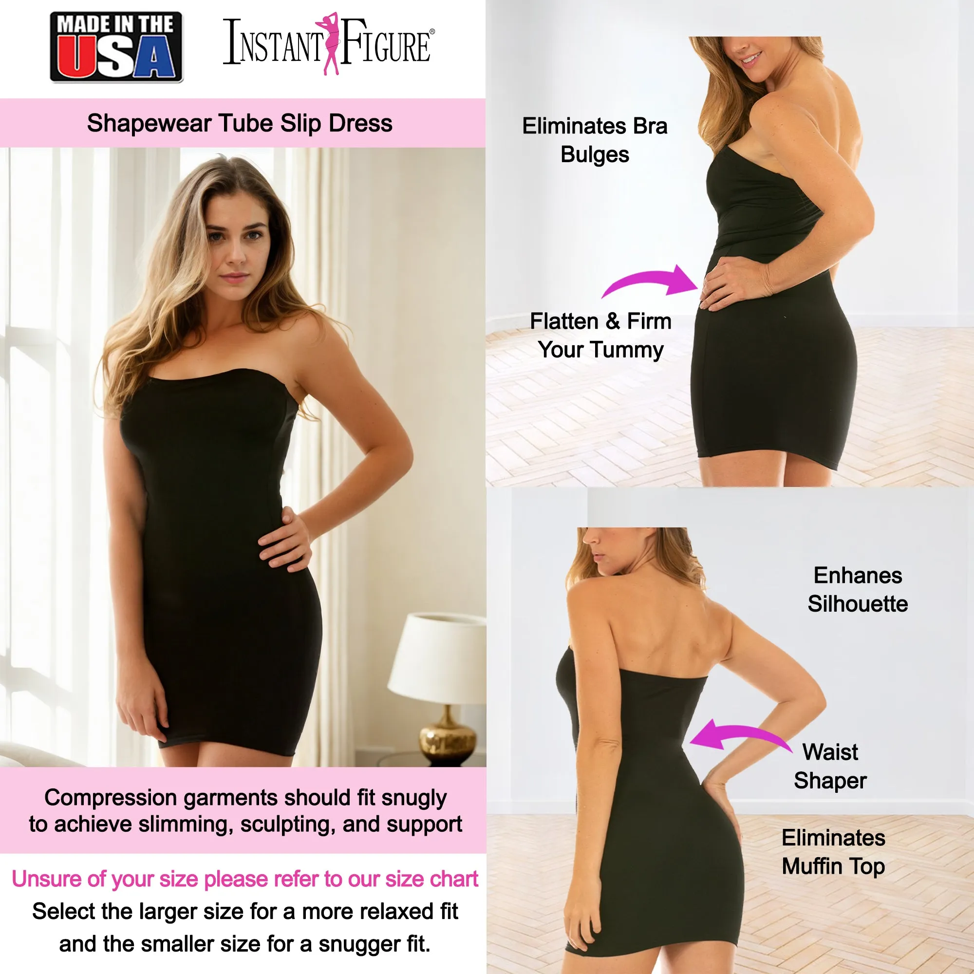 InstantFigure Shapewear Plus Size Tube Slip Dress WTS034C