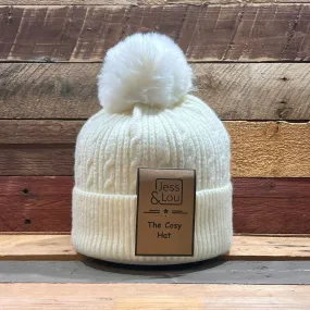 Jess & Lou Unisex Cream Cable Bobble Hat HL748