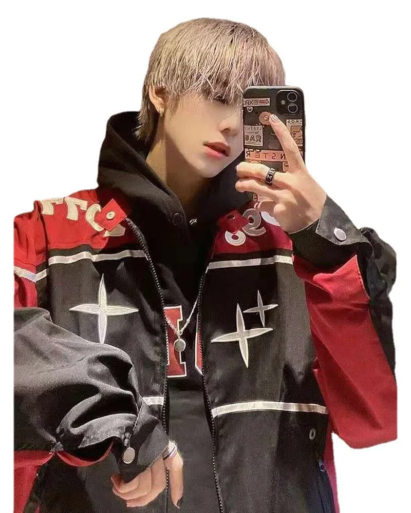 Jinquedai starboy outfit American Retro Vintage Motorcycle Baseball Jacket Women's Spring Ins Fashion Design Sense Niche Couple Jacket