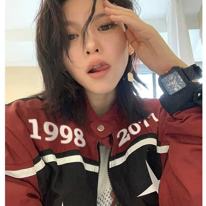 Jinquedai starboy outfit American Retro Vintage Motorcycle Baseball Jacket Women's Spring Ins Fashion Design Sense Niche Couple Jacket