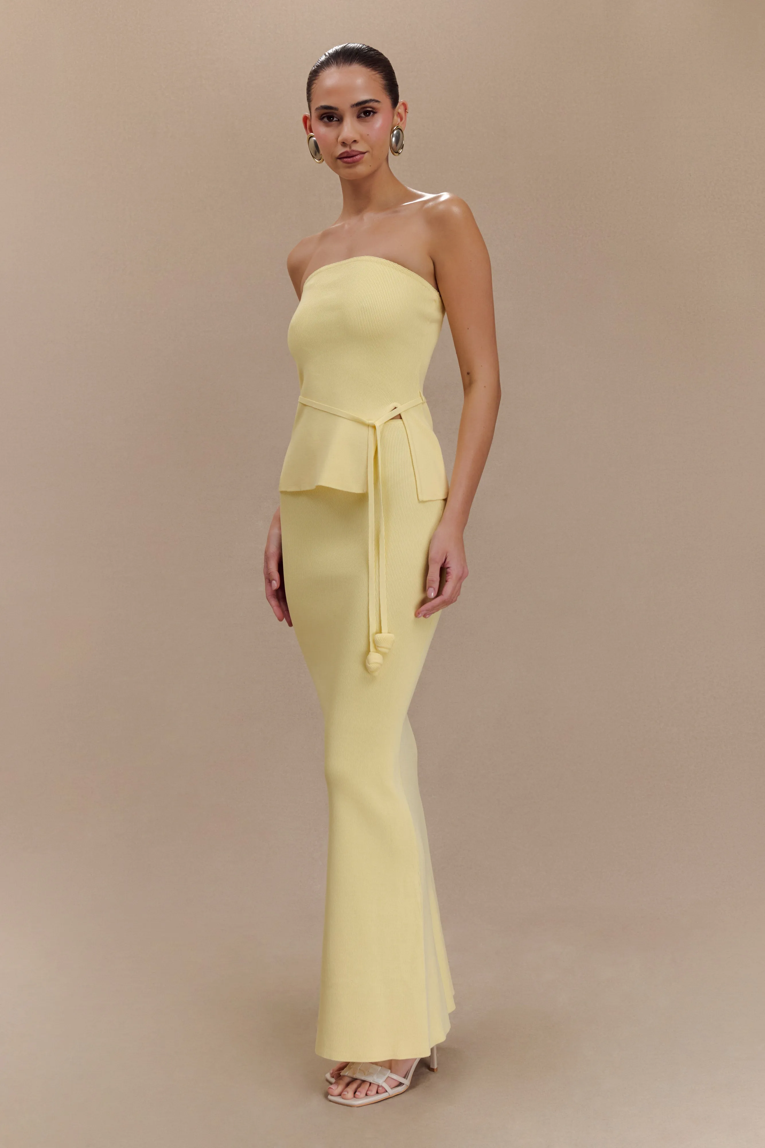 Keaton Fishtail Knit Maxi Skirt - Lemon