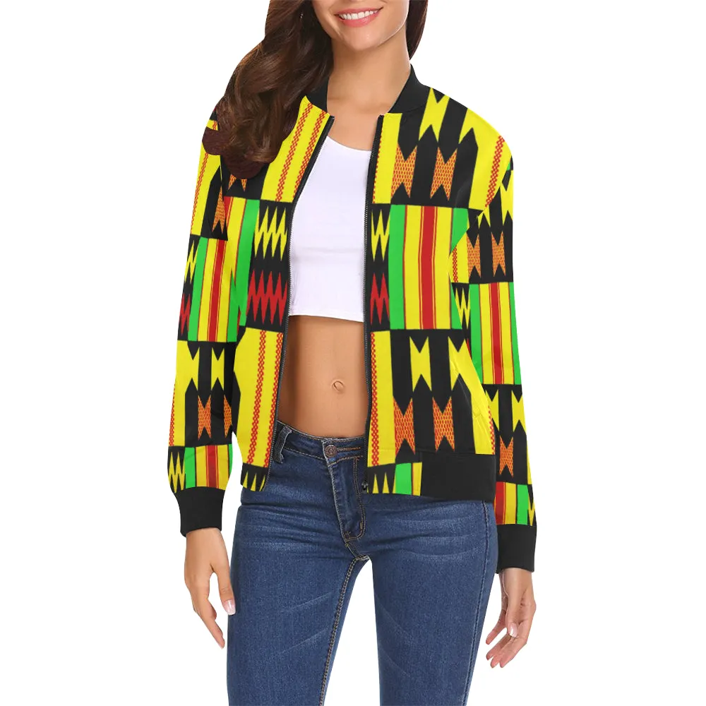 KENTE FARI All Over Print Bomber Jacket for Women