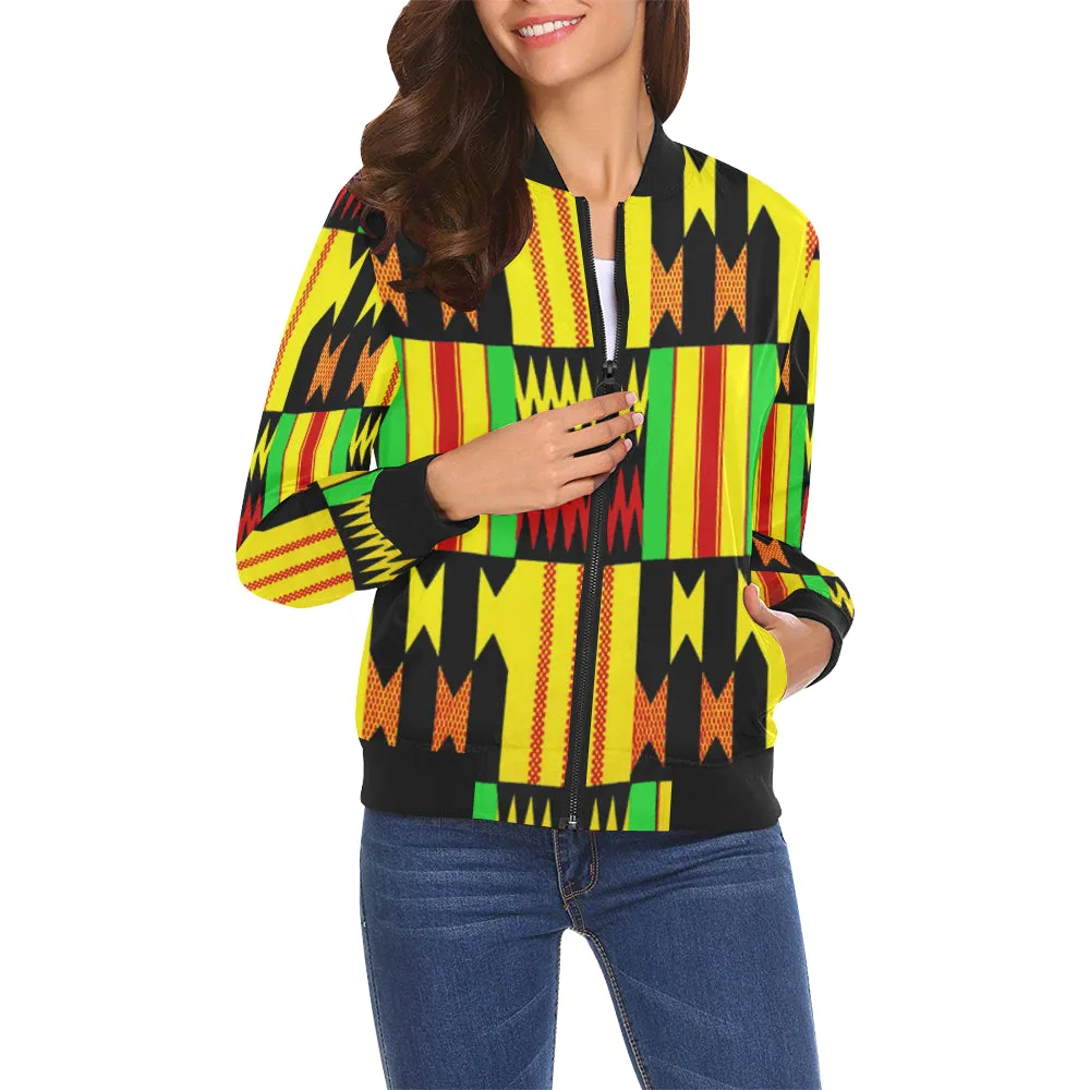 KENTE FARI All Over Print Bomber Jacket for Women