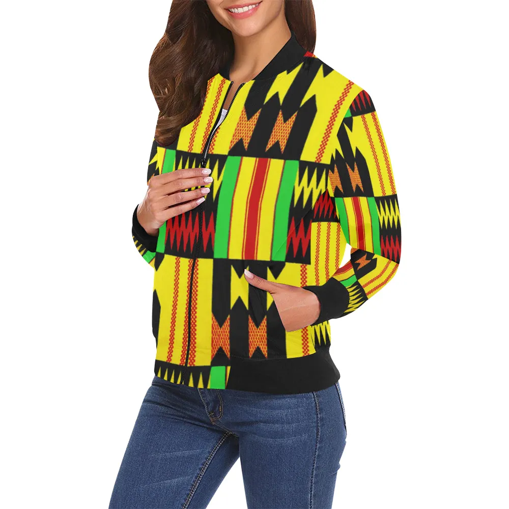 KENTE FARI All Over Print Bomber Jacket for Women