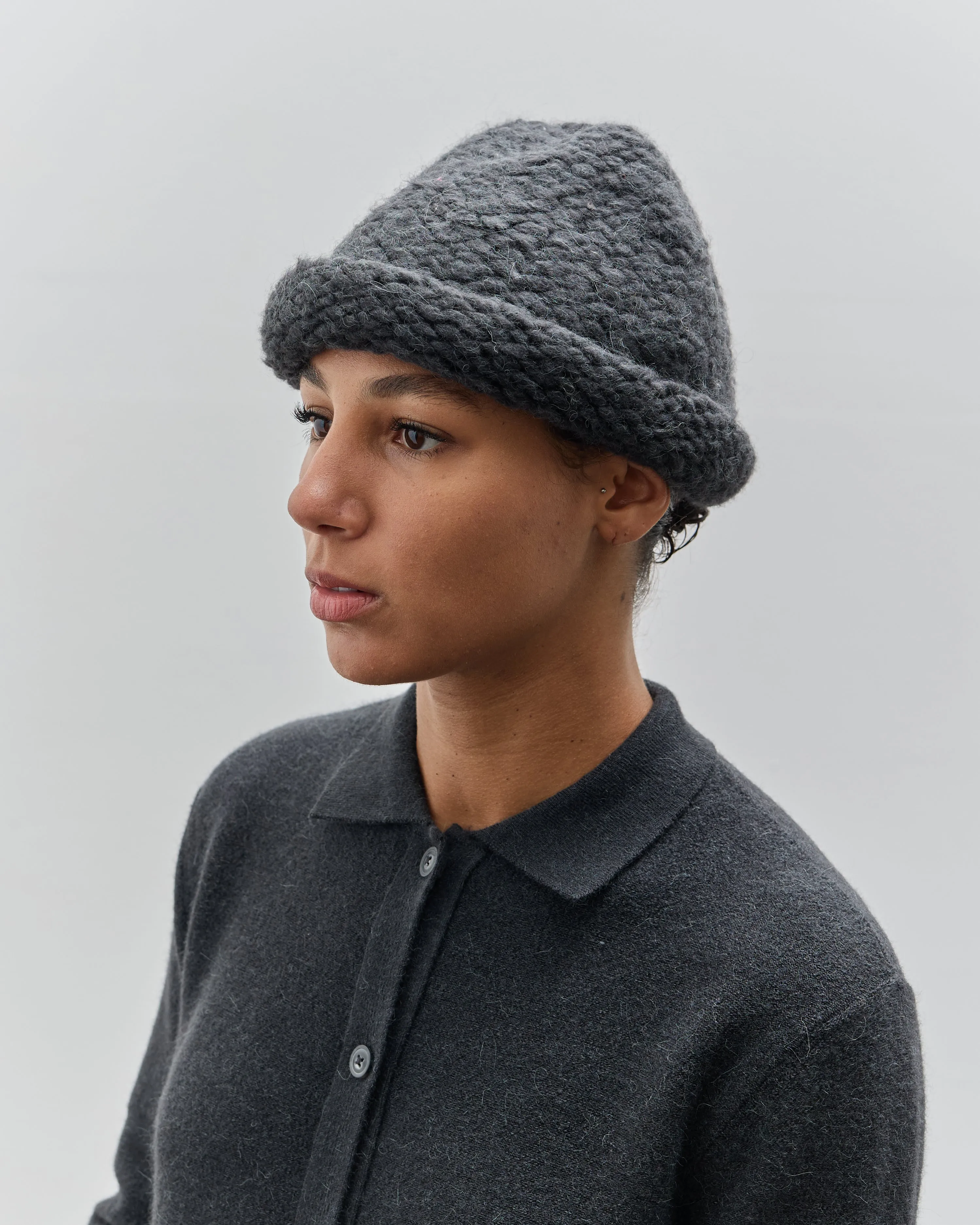 Lauren Manoogian Handknit Purl Roll Hat, Ink