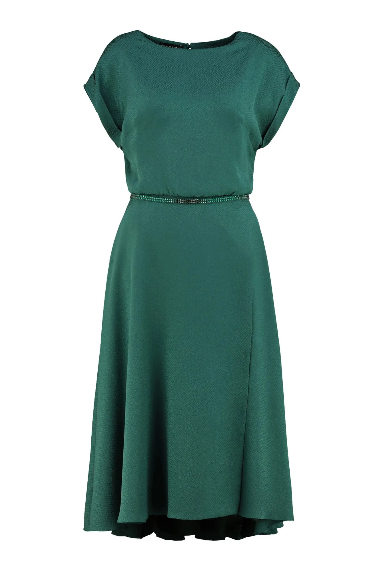 LEIBNITZIA EMERALD GREEN SILK DRESS WITH THE BELT