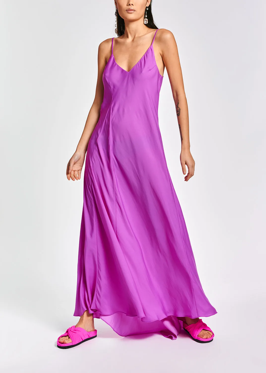 Lilac maxi-length slip dress