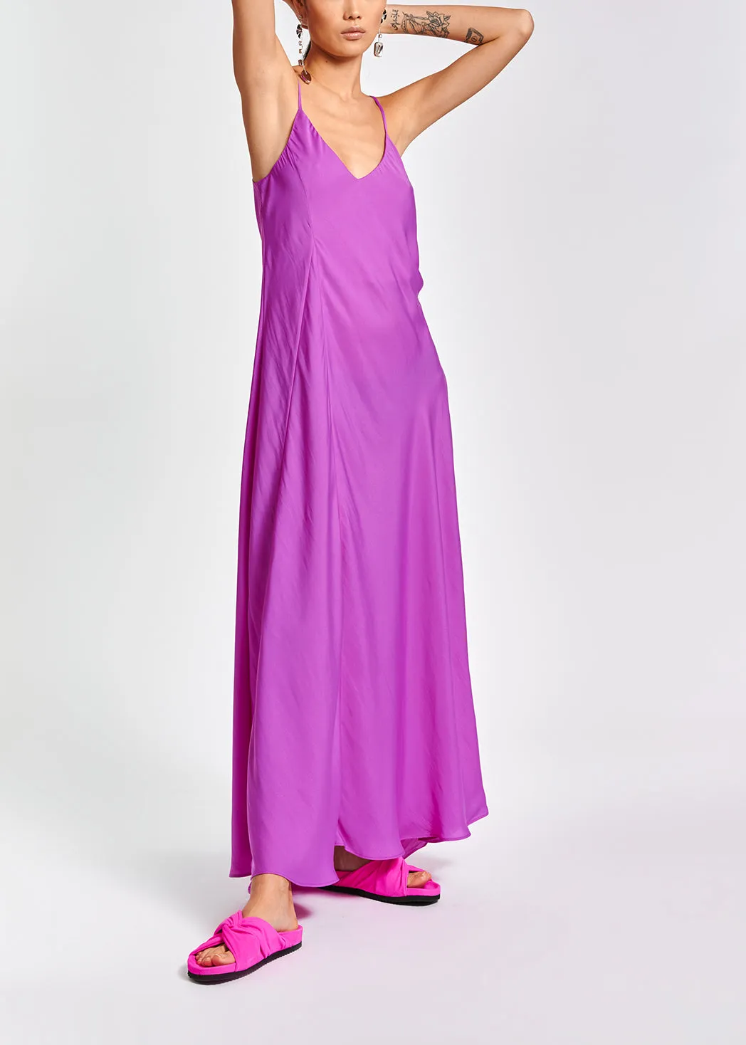 Lilac maxi-length slip dress