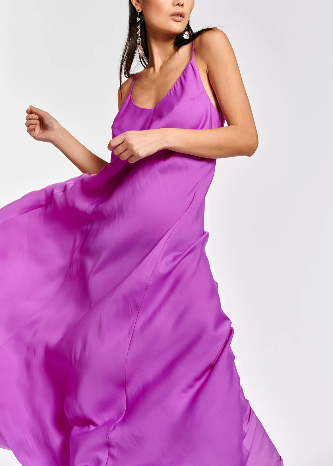 Lilac maxi-length slip dress