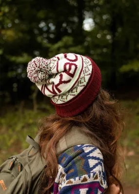 Logo Bobble Hat in Burgundy & Mint