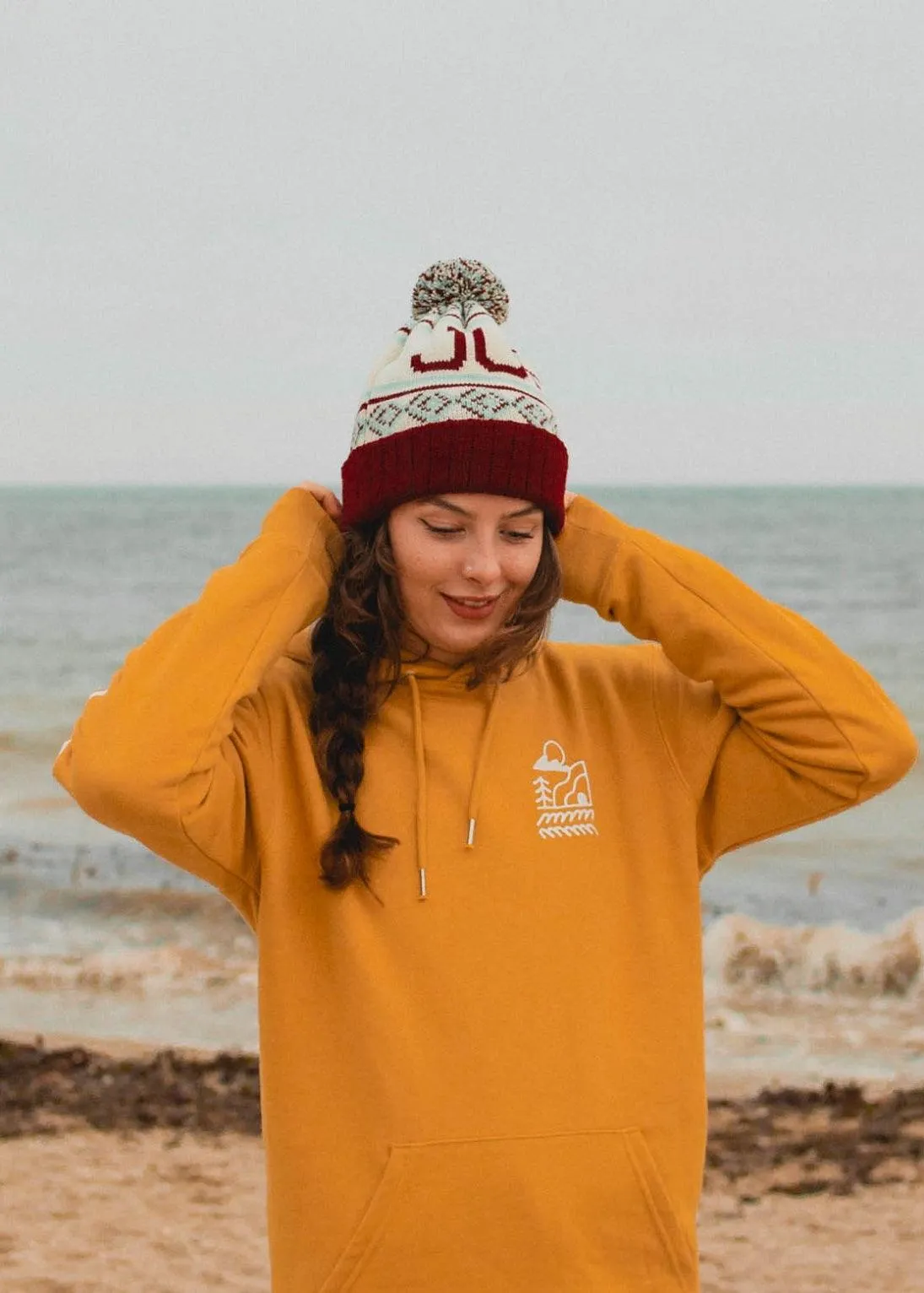 Logo Bobble Hat in Burgundy & Mint