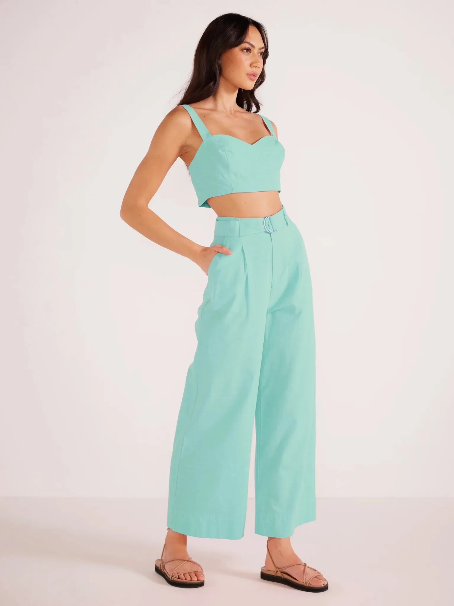 Lois Bustier Crop Top-Mint