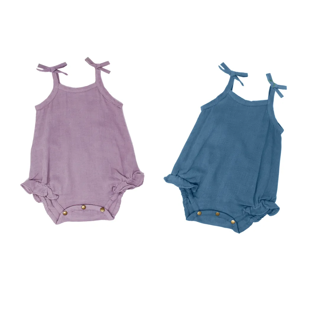 L'ovedbaby Muslin Tie-Shoulder Bodysuit Set: 0-3m, 3-6m, or 6-9m