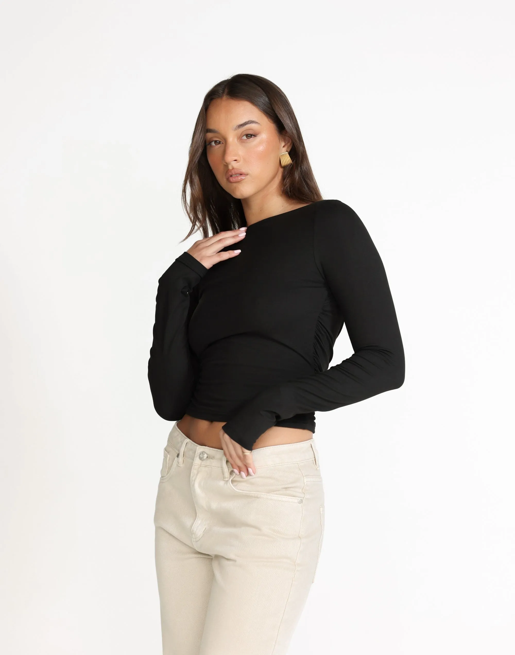 Lowen Long Sleeve Top (Black)