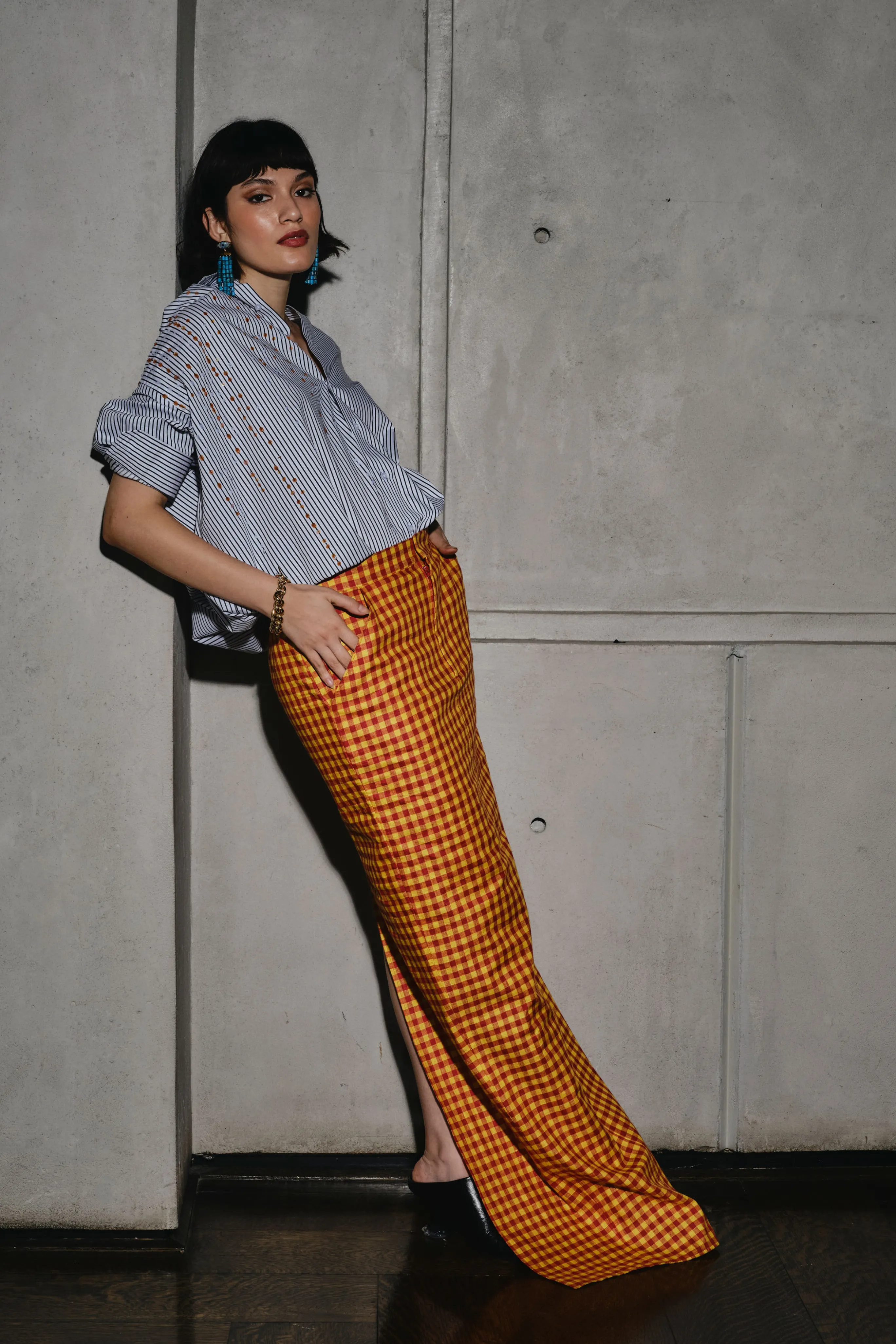 Luduvide Check Maxi Skirt