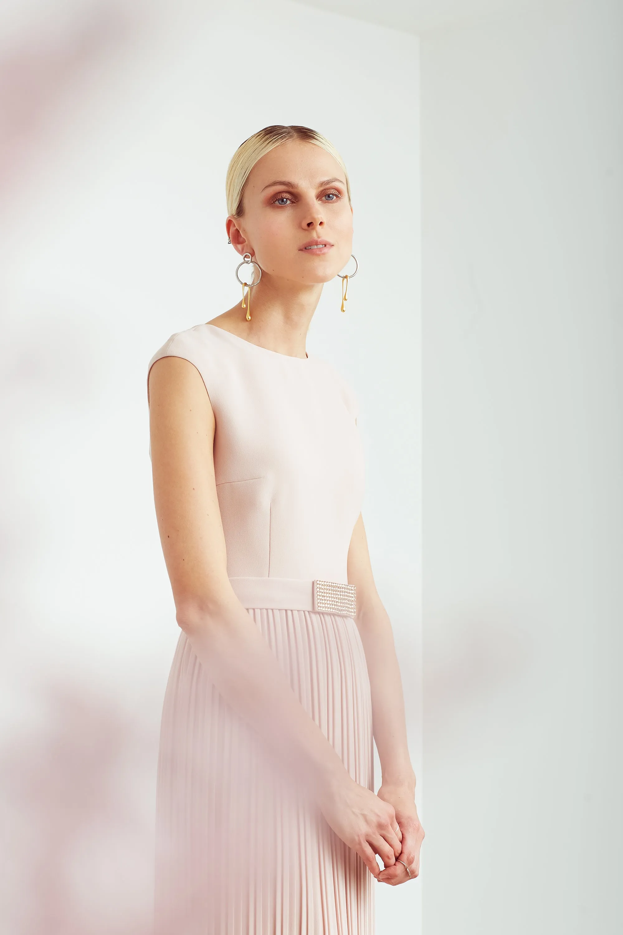 LUNARIA NUDE PINK PLEATED GOWN