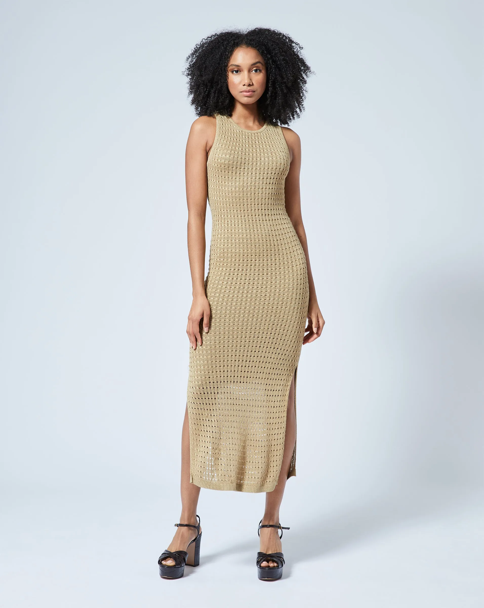 Lurex Sleeveless Sweater Dress