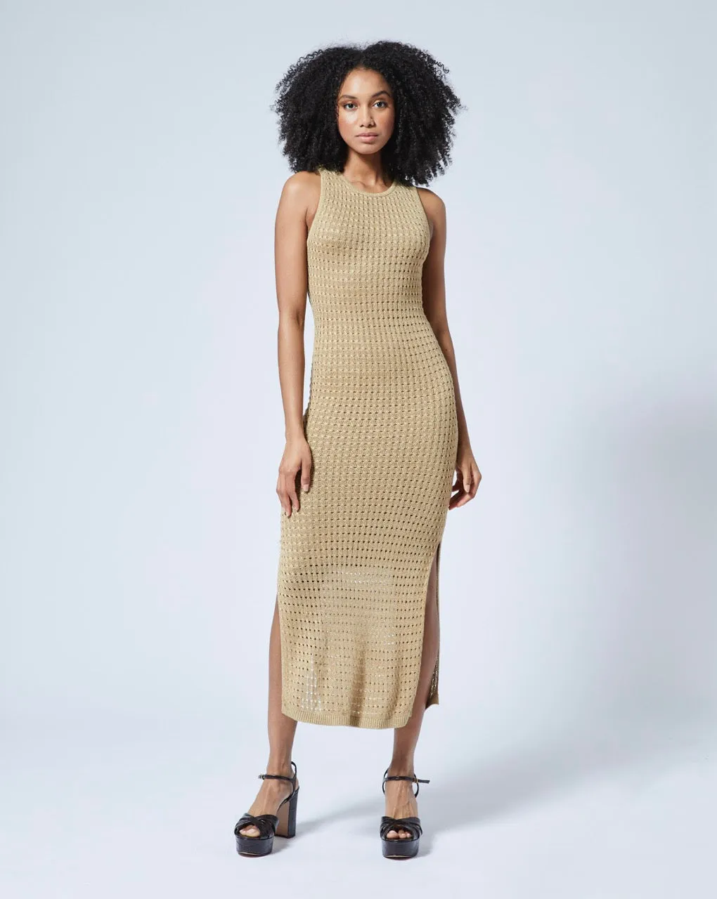 Lurex Sleeveless Sweater Dress