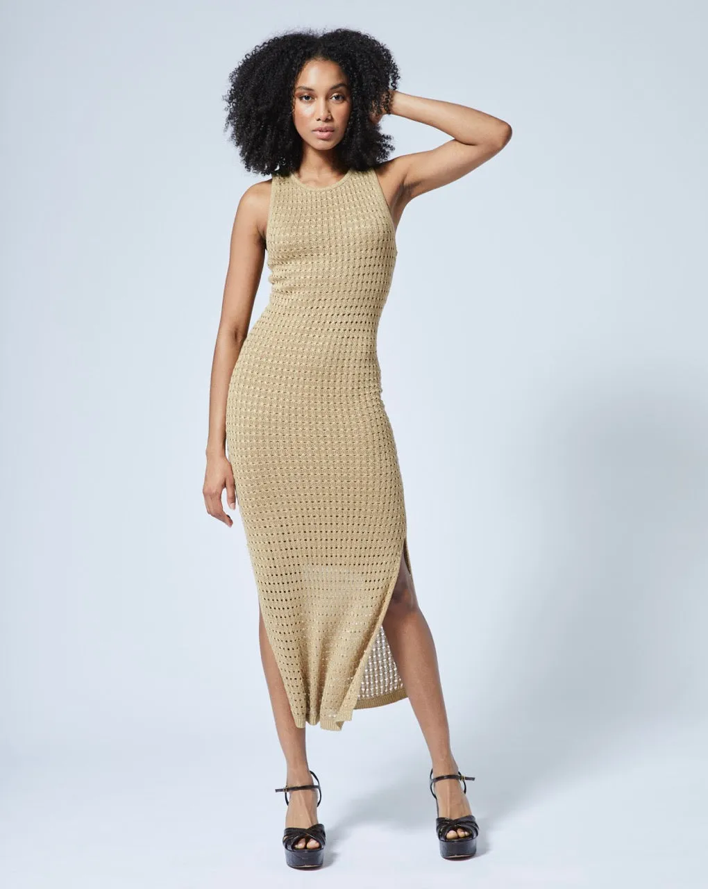 Lurex Sleeveless Sweater Dress