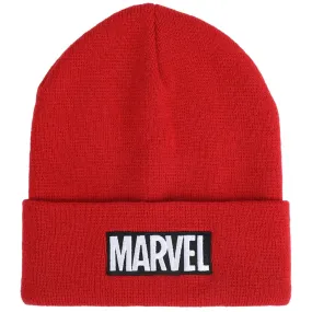 Marvel - Black & White Logo Red Cuff Beanie Hat - Bioworld