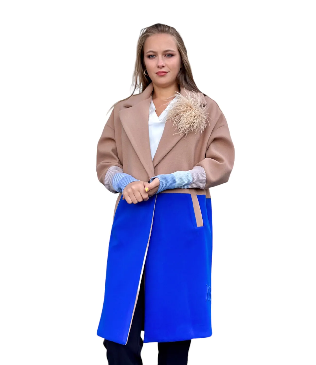 Maryley camel/ blue royal jacket