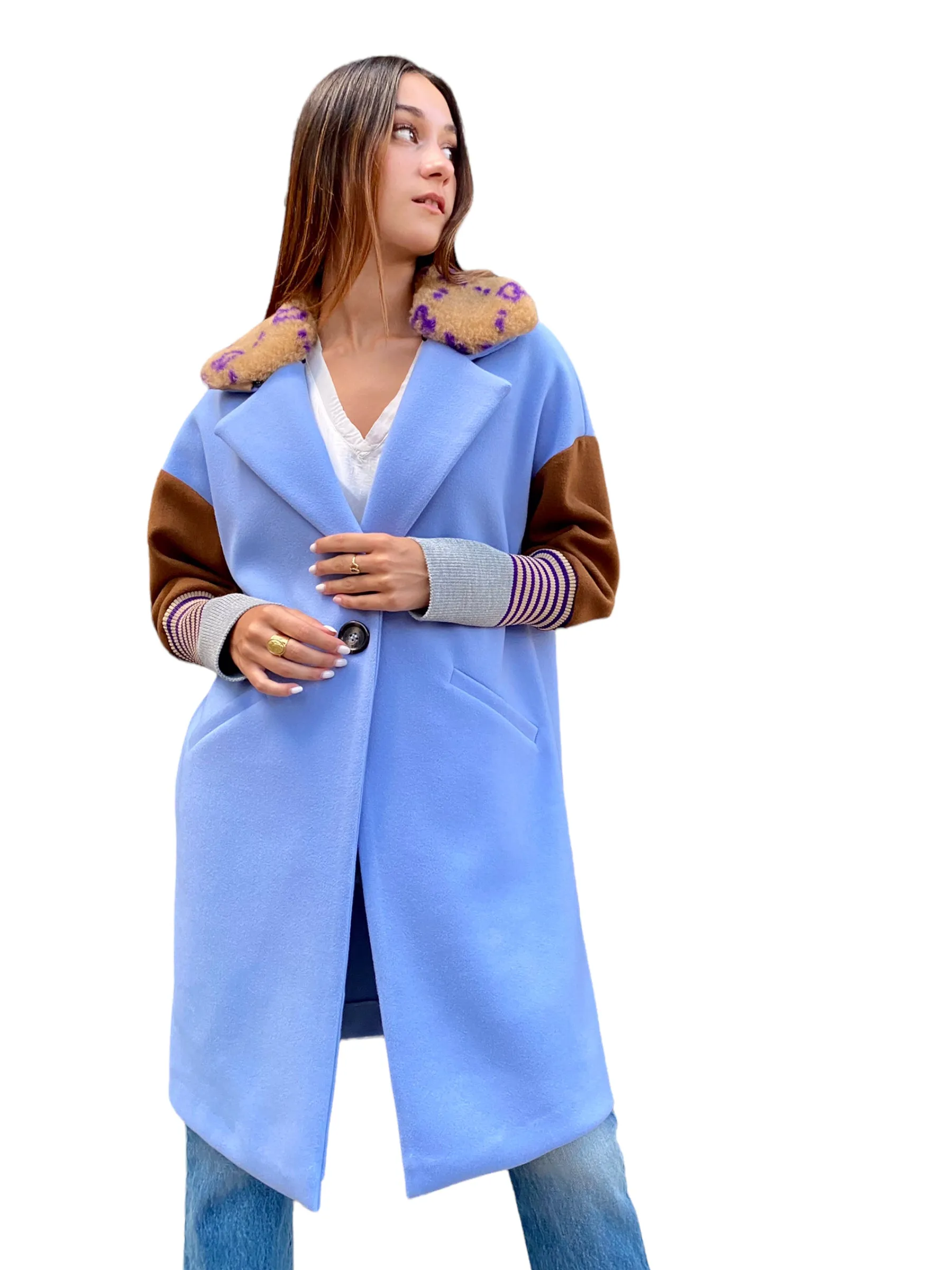 Maryley light blue/ brown jacket