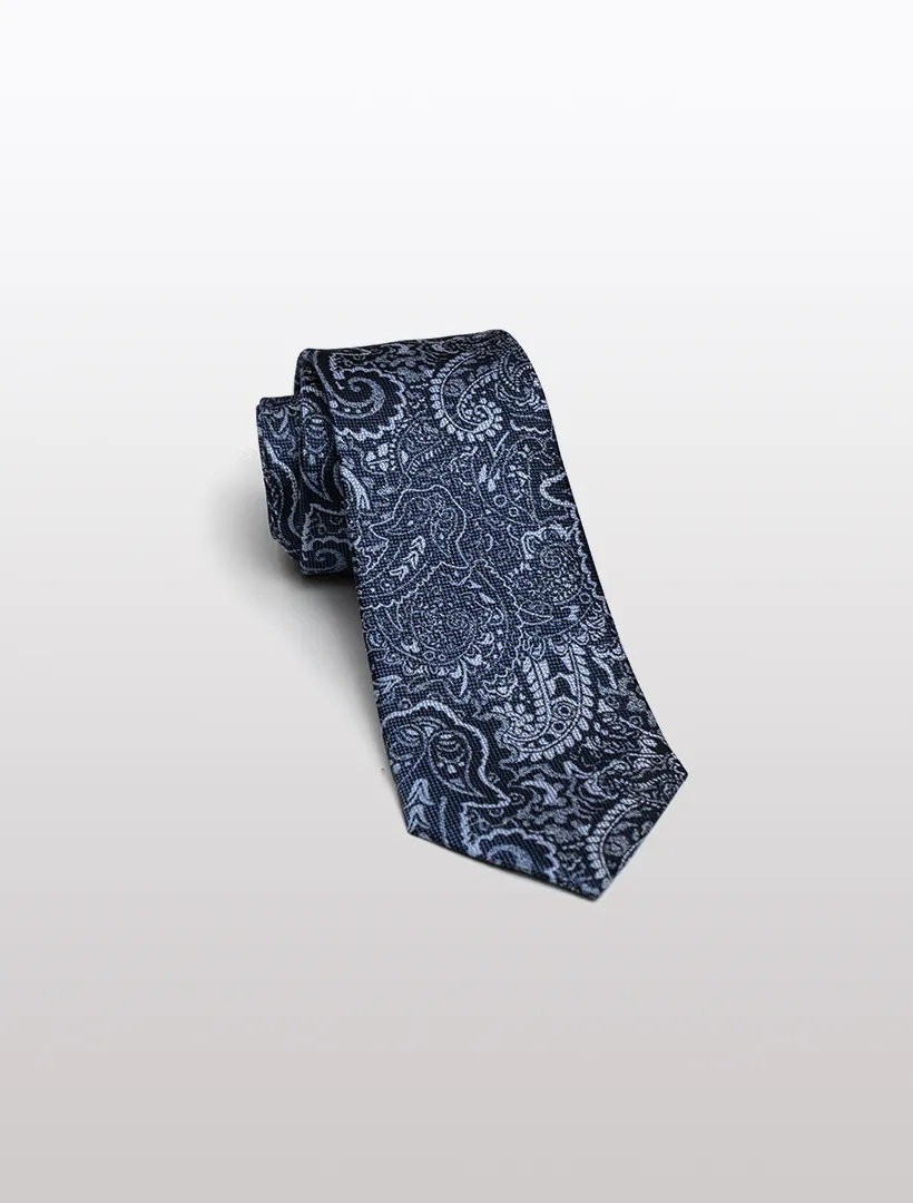 Men's Navy Paisley Patterned 100% Silk Tie