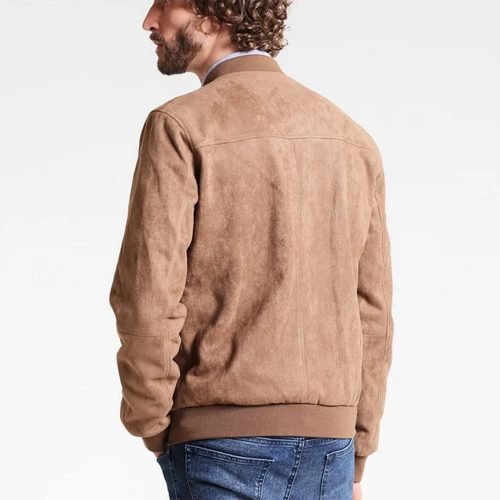 Men's Suede Bomber Jacket - Austin