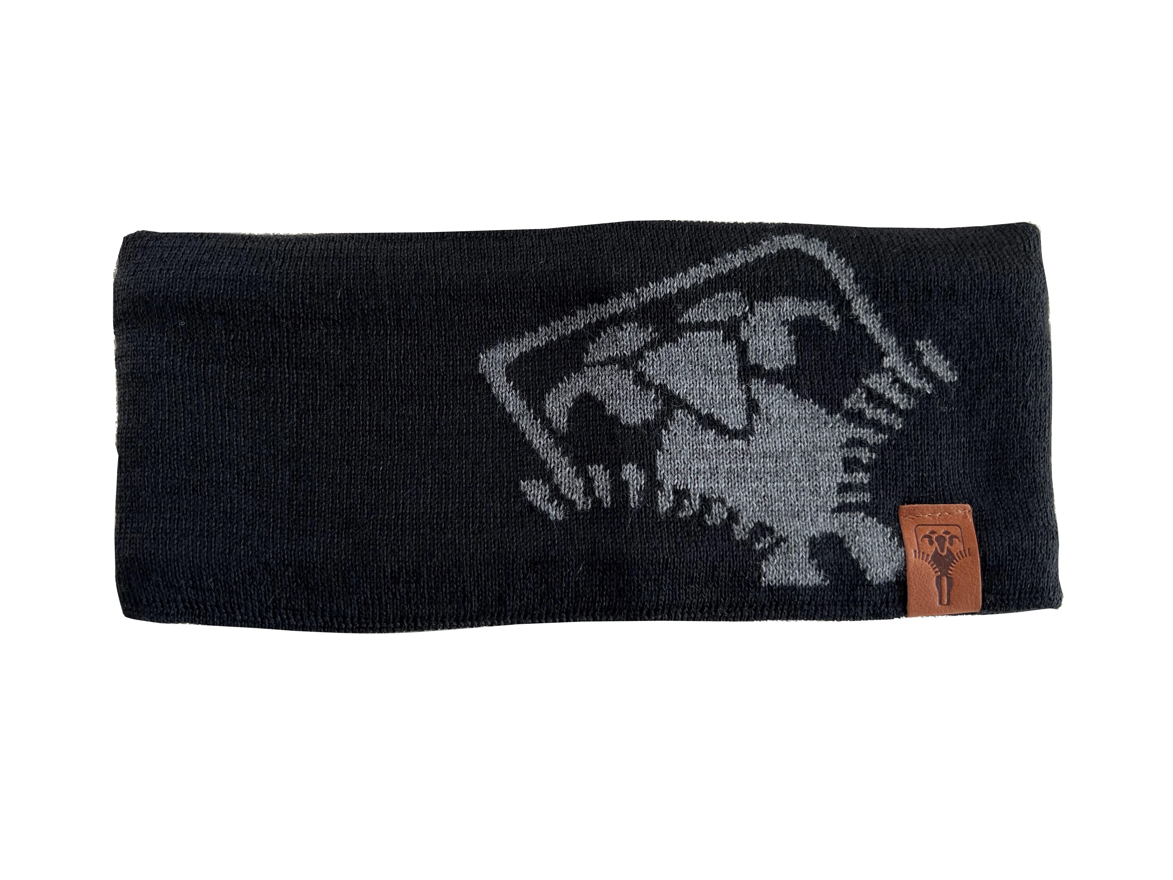 MERINO-HEADBAND GRÜEZI BAG - LARGE LOGO - Black