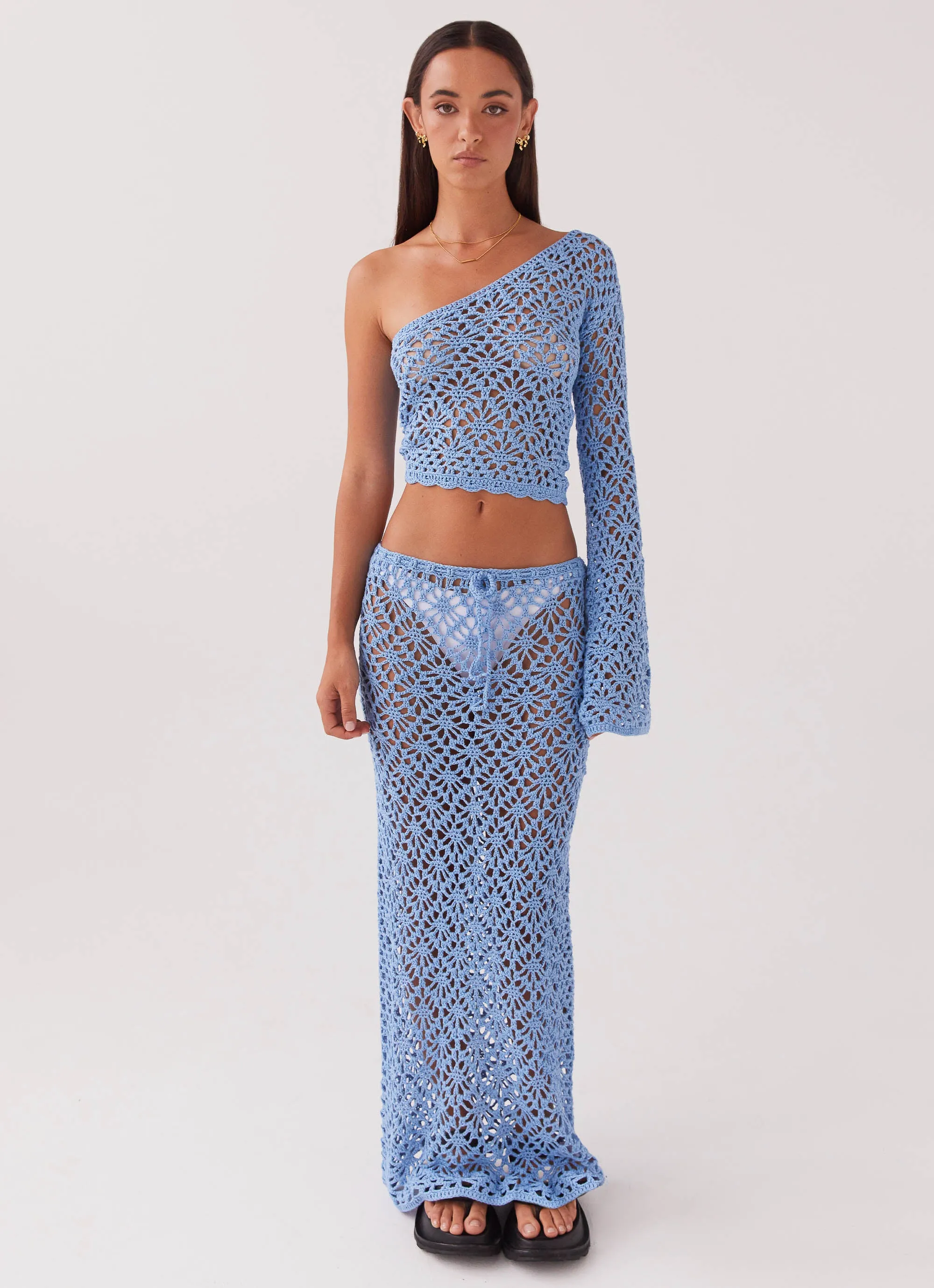 Merliah Crochet Maxi Skirt - Blue