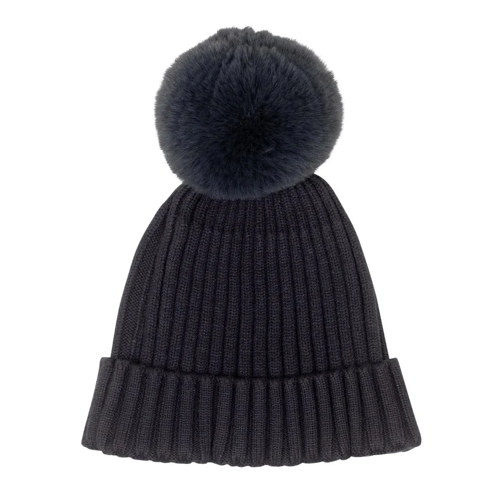 Mitch & Son - Knitted pom pom hat, dark grey