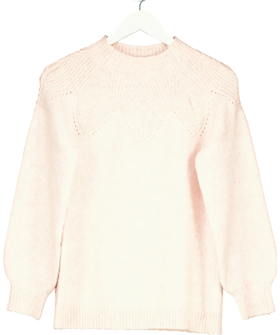 Monsoon Pattern Neck Jumper Pink UK 8