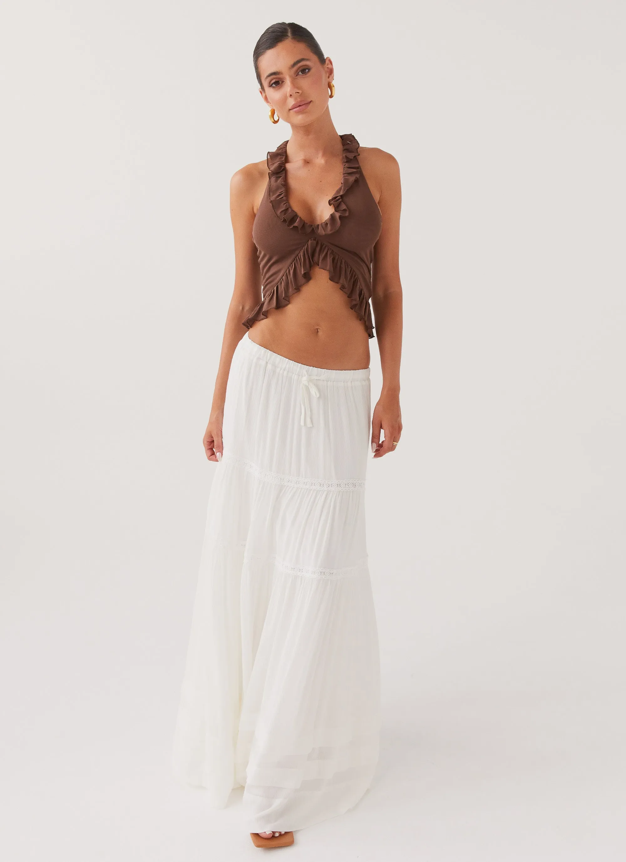 Moonstone Tiered Maxi Skirt - White