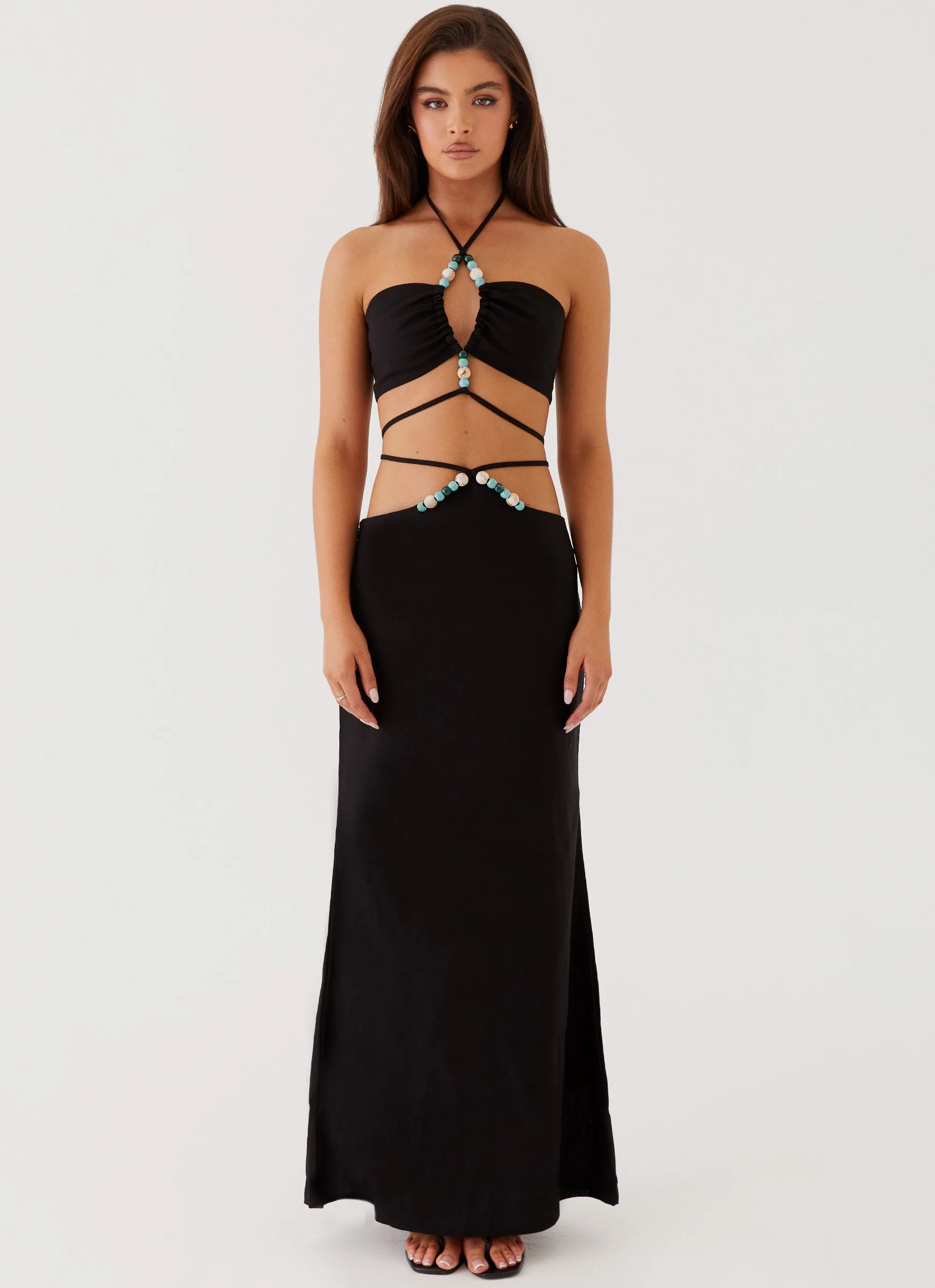 Neveah Beaded Maxi Skirt - Black