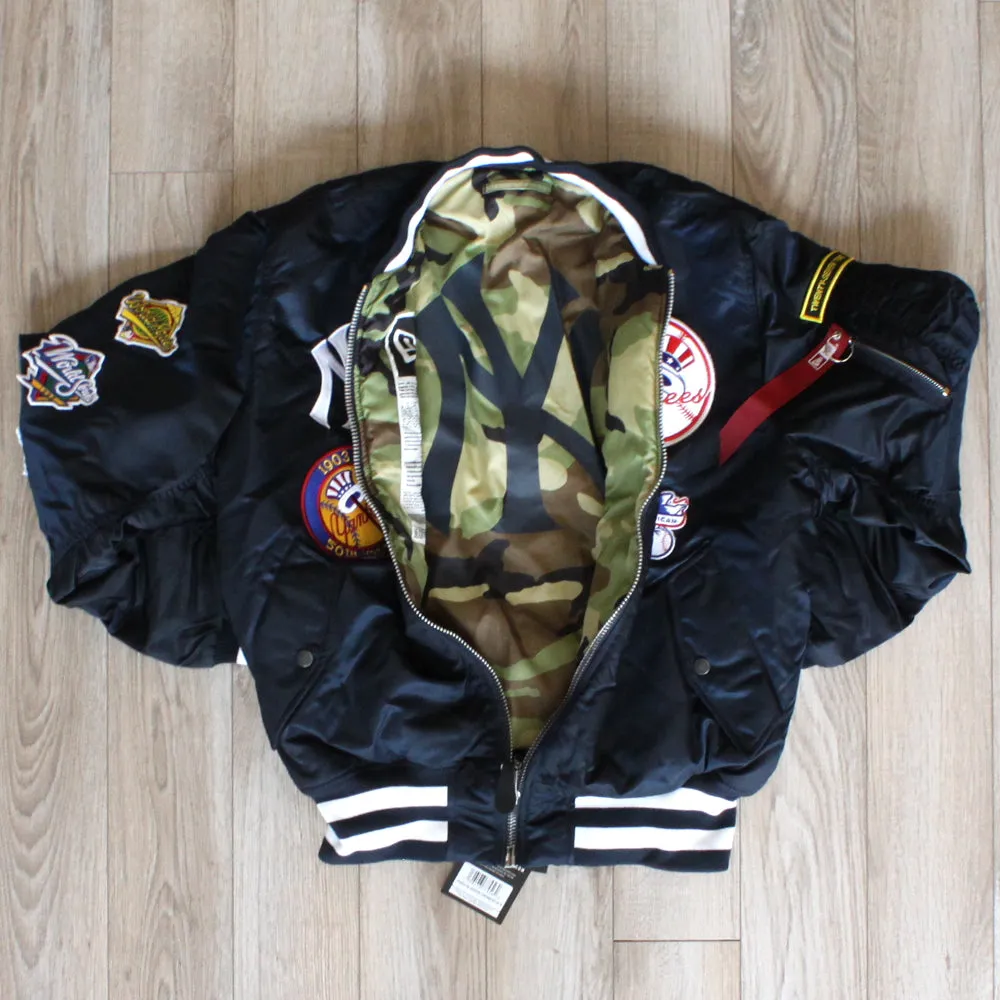 New Era Cap X Alpha Industries Collab MA-1M NEW YORK YANKEES Nylon Bomber Jacket (Navy Camo)