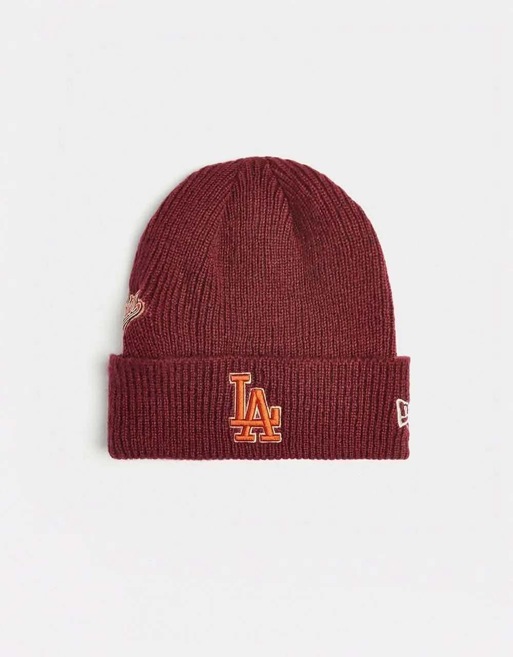 New Era Los Angeles Dodgers World Series Patch Beanie - Burgundy