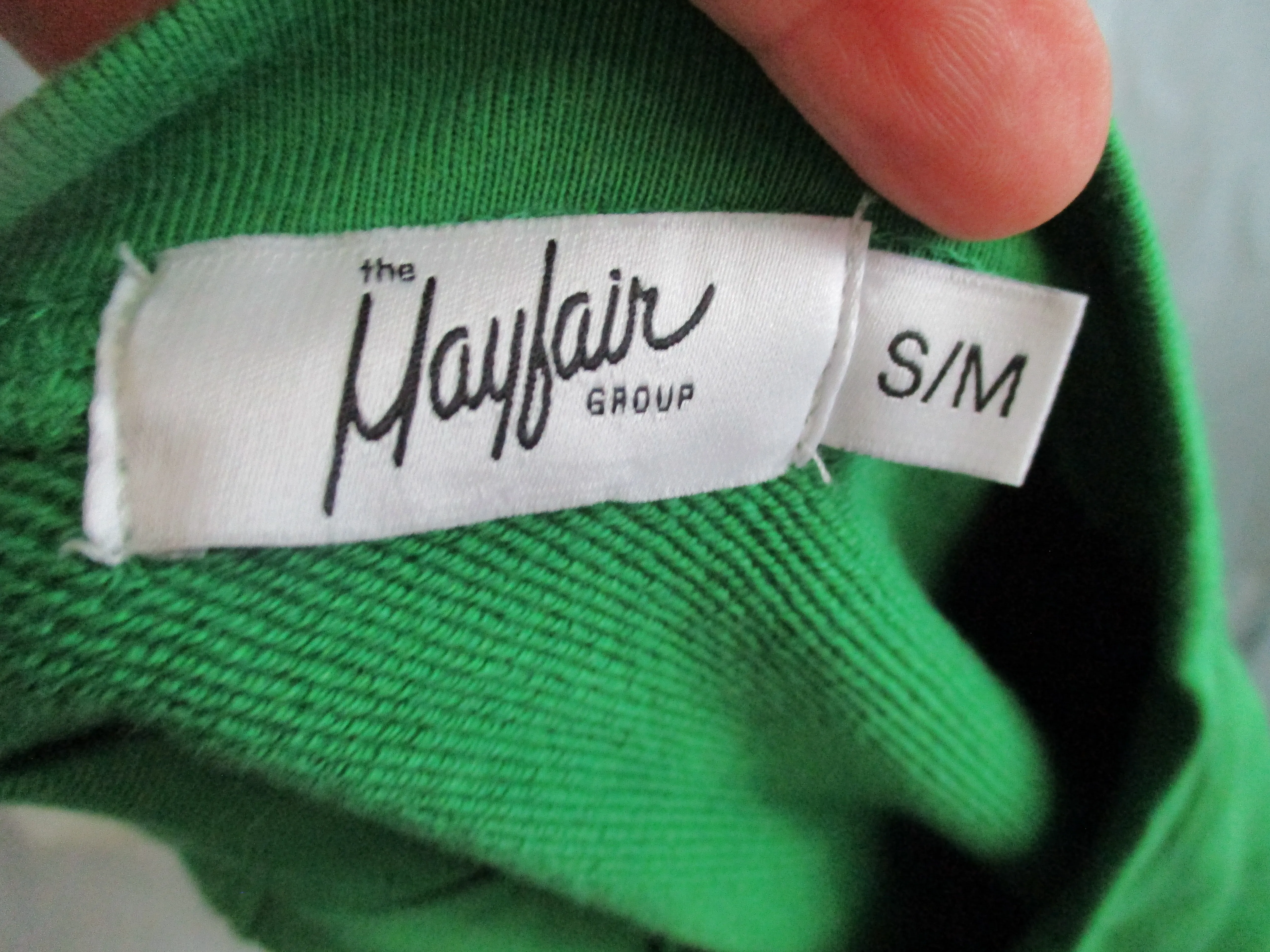 NEW MAYFAIR COMPASSION Throw-back Sweatshirt Top Coverup Jacket S/M GREEN PINK