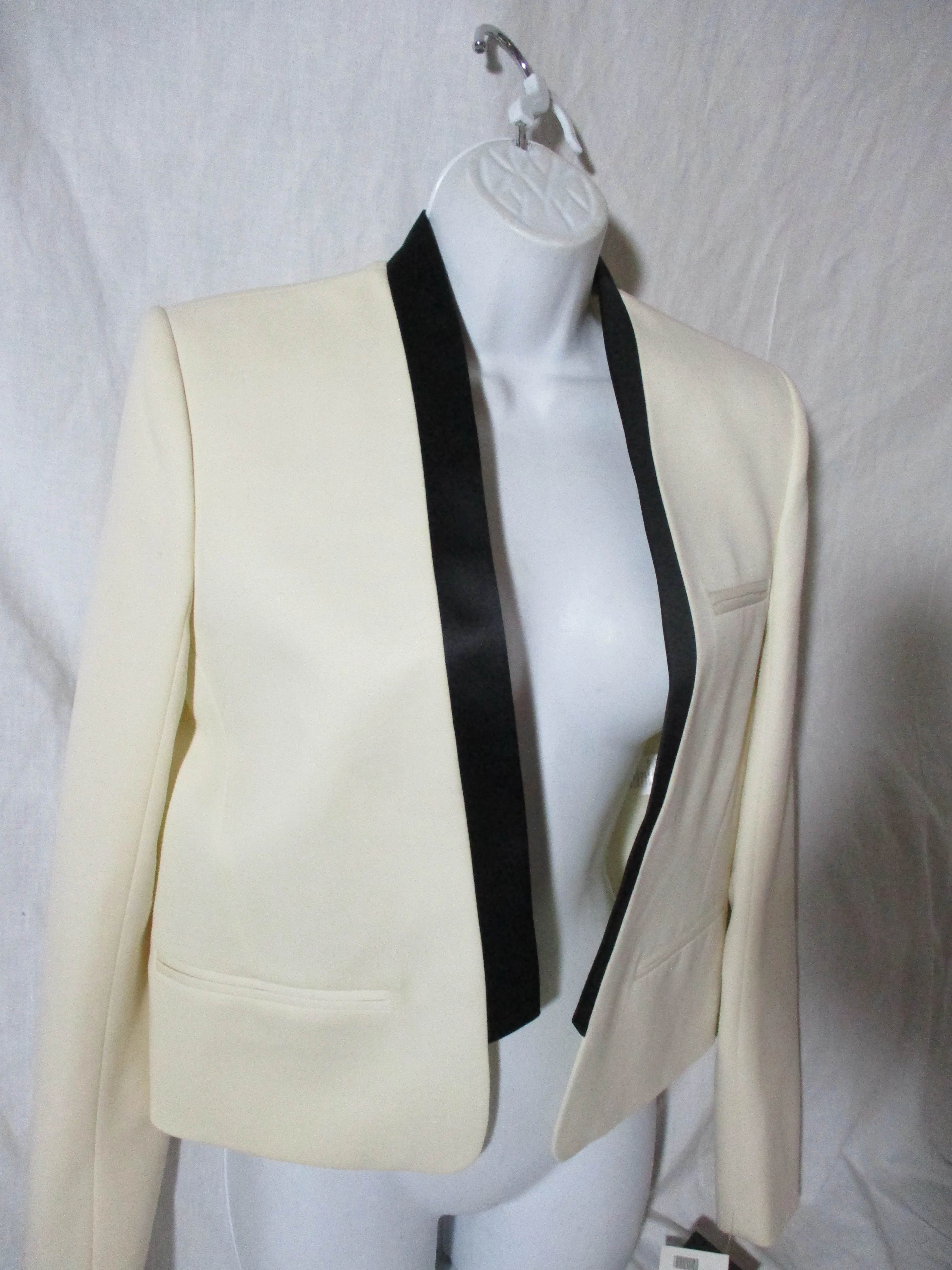 NEW NWT BALMAIN PARIS Wool BLAZER 36 BLACK WHITE Formal Wedding Event