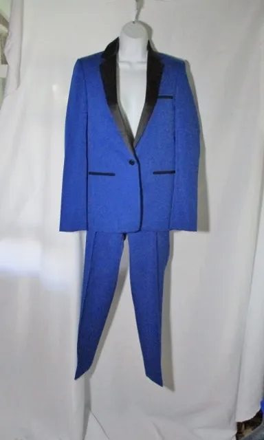 NEW NWT CELINE ITALY Set BLAZER Pantsuit 36 / 38 S BLACK BLUE Formal