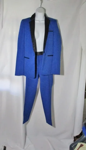 NEW NWT CELINE ITALY Set BLAZER Pantsuit 36 / 38 S BLACK BLUE Formal