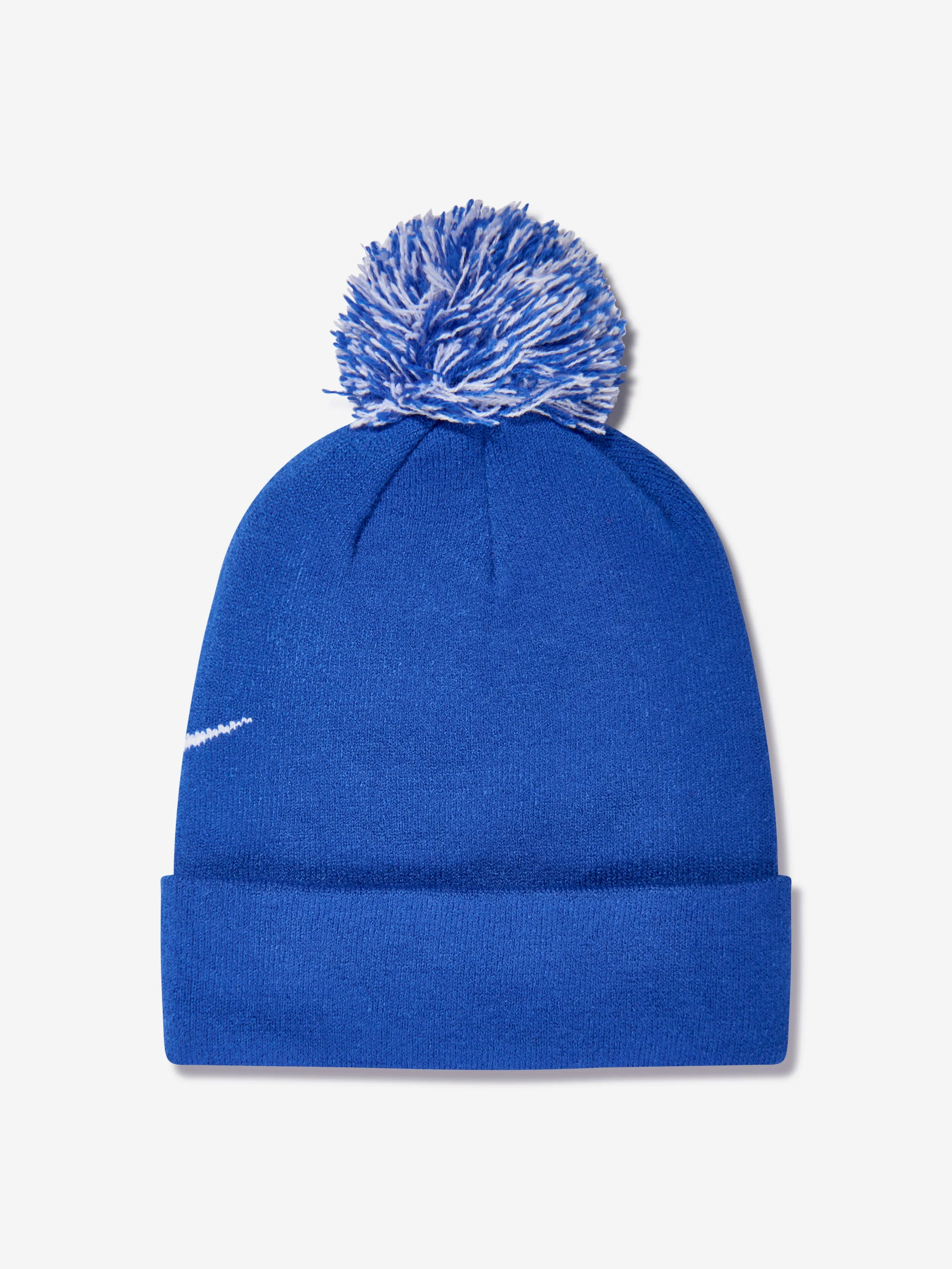 Nike Boys Swoosh Pom Beanie and Glove Set in Blue