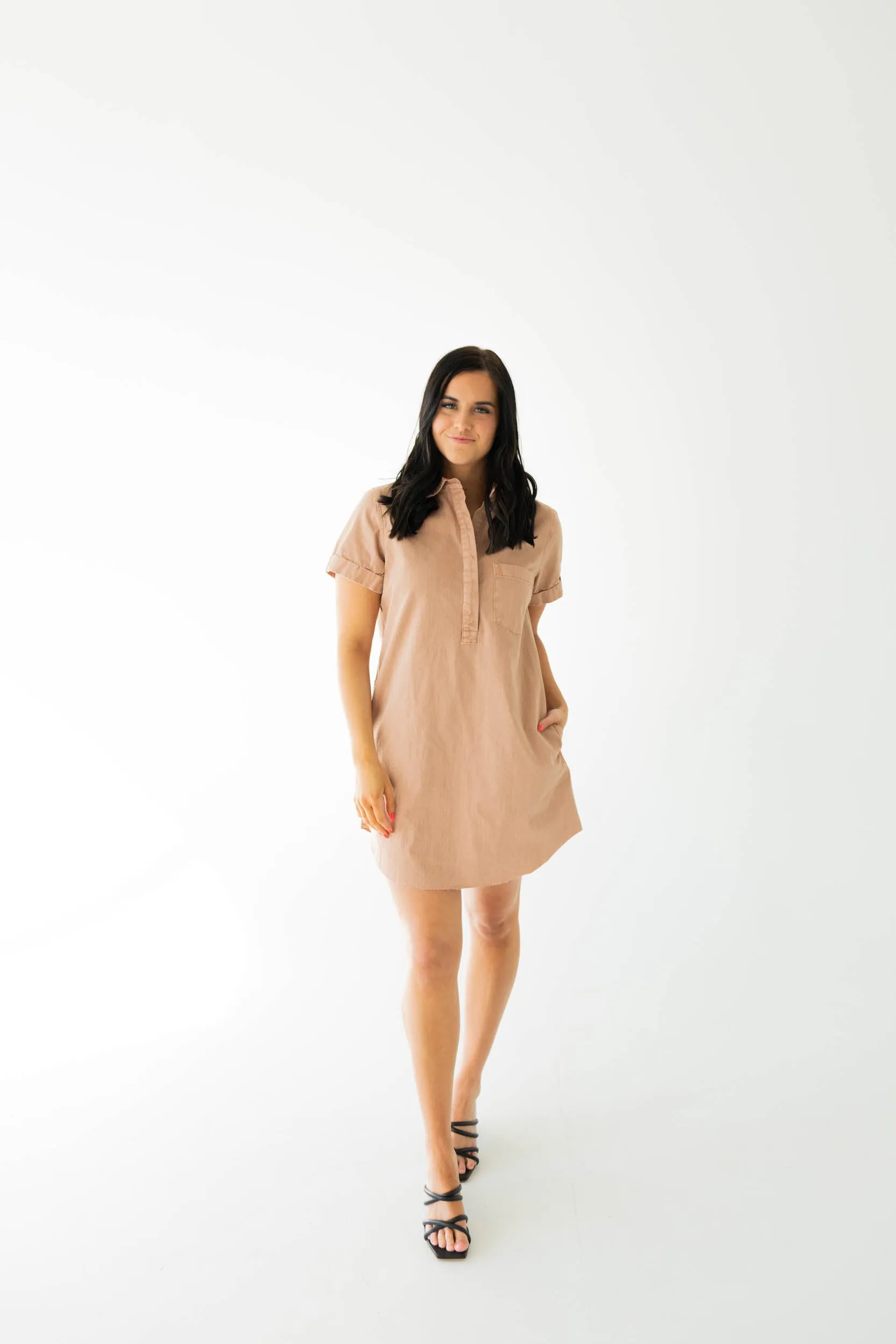 Nori Short Sleeve Shirt Dress | Washed Mocha