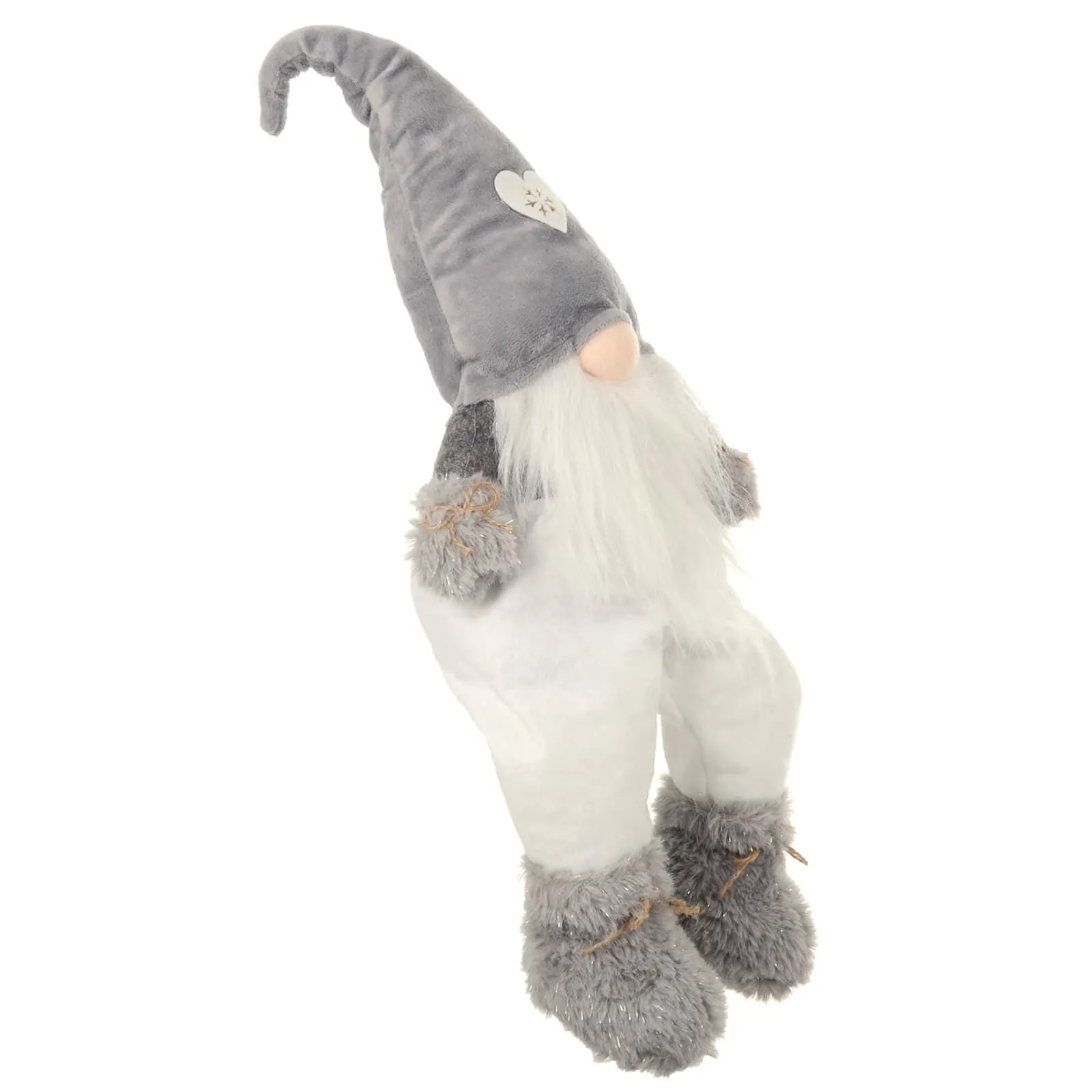 Novelty Sitting Gonk Christmas Shelf Decoration Grey White 55cm