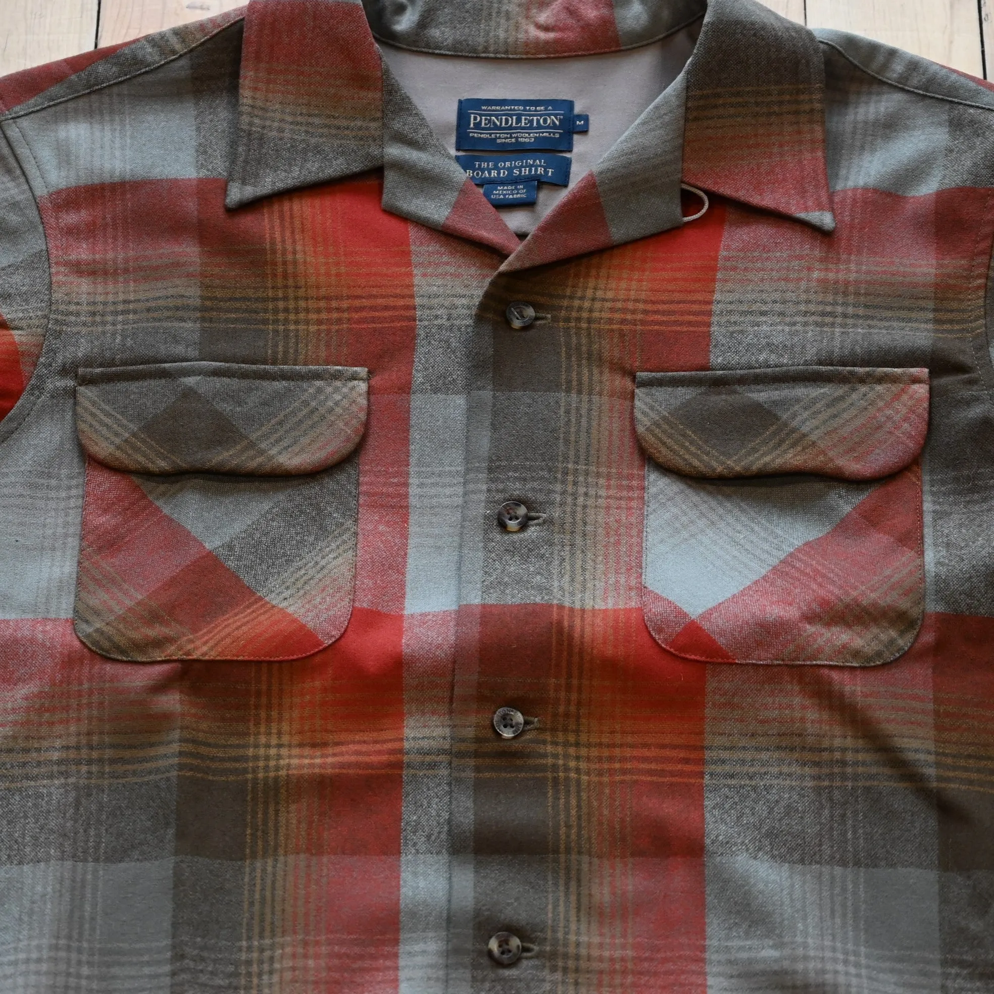 Pendleton Men's Board Shirt in Tan Red Plaid