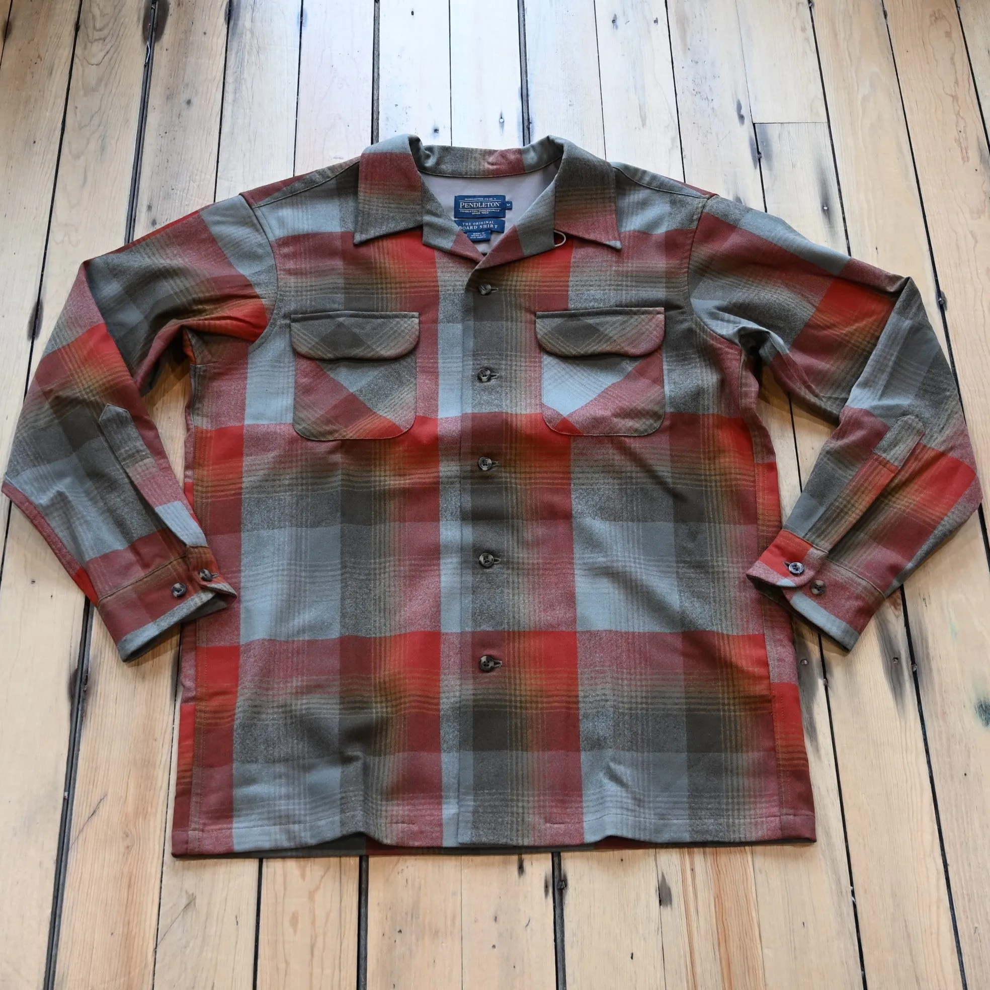 Pendleton Men's Board Shirt in Tan Red Plaid