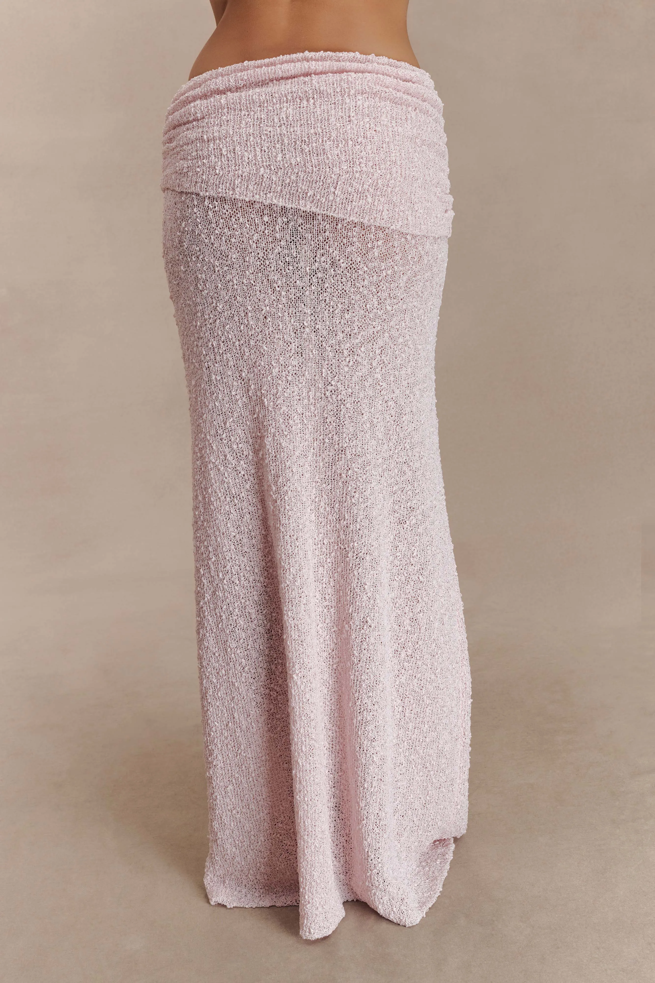 Petra Ruched Knit Maxi Skirt - Misty Rose